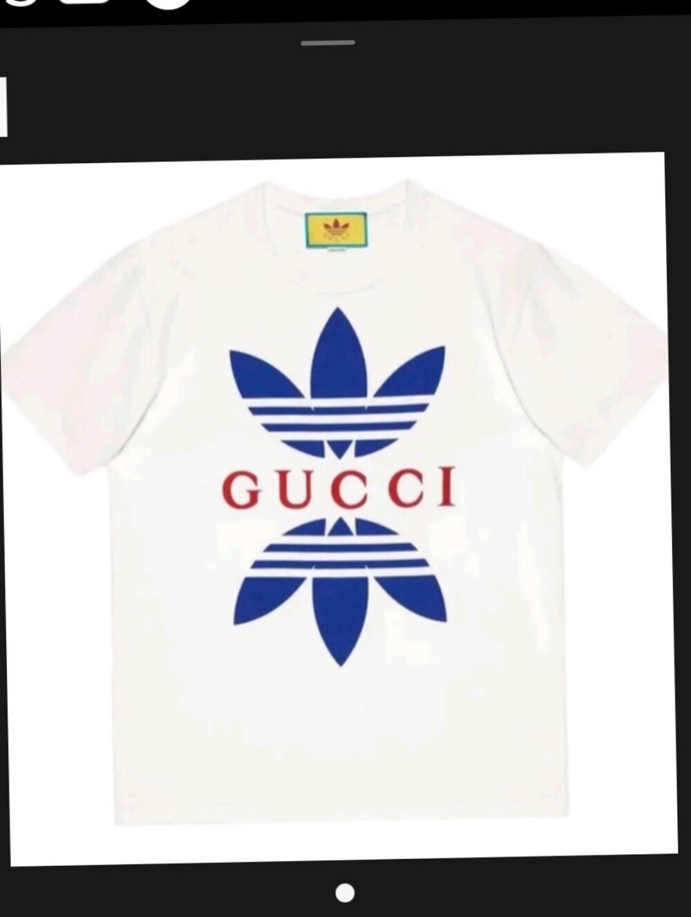 Gucci White Short-Sleeve Tee with Blue Logo and Gold Sleeve Motifs - Picture 2 of 2
